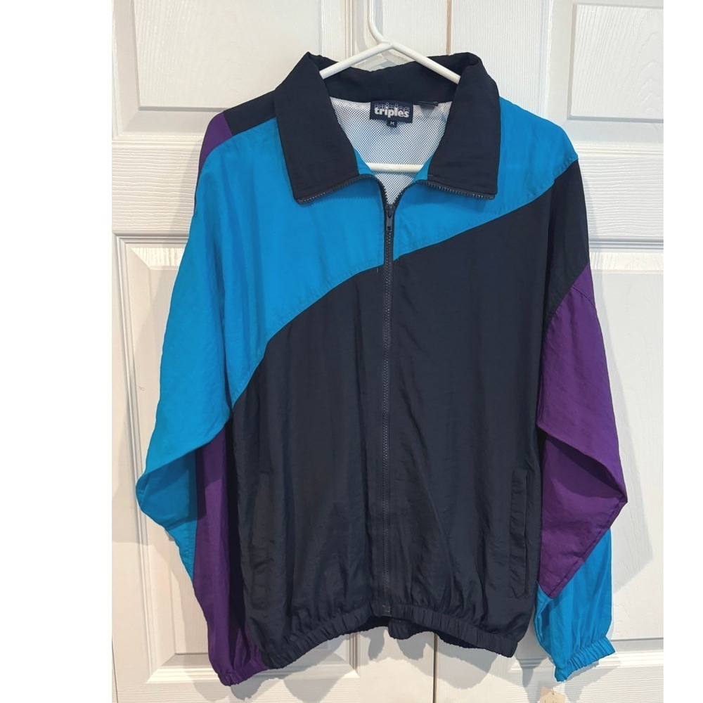 Triples NEW Vintage Colorblock Windbreaker Jacket Retro Streetwear